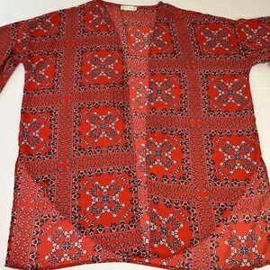 Altered State Mackenzie Red Bandana Tie Front Bell Short Sleeve Size Small